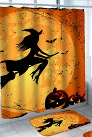Scary Pumpkins and Witch for Halloween Shower Curtain
