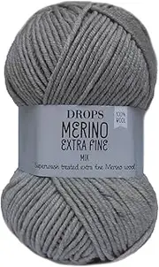 Superwash 100% Merino Wool Yarn for Knitting and Crocheting, 3 or Light, DK, Leight Worsted Weight, Drops Merino Extra Fine, 1.8 oz 115 Yards per Ball (08 Light Beige)
