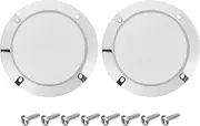 uxcell 2 Pcs 4inch White Speaker Grill Mesh Metal Woofer Guard Protector Dust Cover Bright Silver Decorative Circle ABS Frame with Screws for Home Audio Car Speaker Replacement