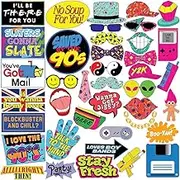 Throwback 90's Photo Booth Prop Set - Funny 1990's Theme Party Decoration, Favors & Supplies