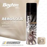 3 x Boston Lithium Grease Maintenance Aerosol 400 Gram Lubricant Formulated