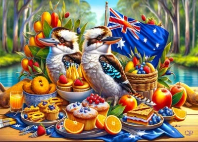 QPuzzles 1000 Piece Jigsaw Puzzle - Australia Day - Kookaburras