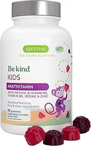 Methylated Kids Multivitamin Gummy, MTHFR Supplement with B-Vitamins & Vitamin D, No Artificial Sweeteners or Flavors, Sugar Free, Age 4+, 90 Berry Flavor Vegan Gummies, Clean Label, by Igennus