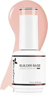 Nicedeco Builder Nail Gel 15ML 8 in 1 Builder Base Gel Clear Gel Nail Polish Strengthener Gel Hard Gel Builder Extension Nail Gel for Nail Art Design-001 Cruelty-Free & Vegan