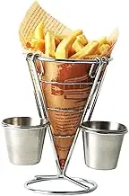 French Fries Holder | French Fry Display Rack With 2 Sauce Cups | Stainless Steel French Fry Cup Holder, French Fry Holder For Car, Fried Chicken Display Rack
