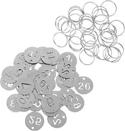 QUMIIRITY 35pcs Stainless Steel 1-35 Number Tags Hotel Public Use Round Hollow Numbered Key Tags Metal Label Labels for Organizing Keys Bags