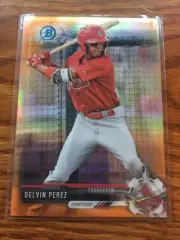 2017 Bowman Draft Chrome Delvin Perez Orange Refractor RC #/25 Cardinals