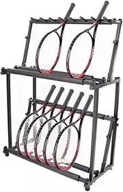 Floor Standing Tennis Racket Holder, Badminton Racquet Display Rack, Tennis Court Racquets Organizers, Height Adjustable, for School, Training Ground, Gym