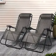 2x Gardeon Zero Gravity Chairs Sun Lounge Recliner Outdoor Furniture Folding Lounger Grey