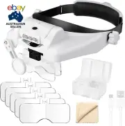 1X to 14X Headband Magnifier with LED Light, Handsfree Head Mount Magnifying Gla