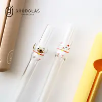 在飛比找momo購物網優惠-【好玻GOODGLAS】貓狗系列造型玻璃吸管