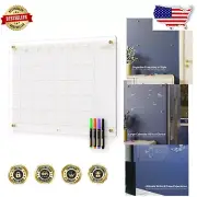 Frameless Glass Monthly Planner Whiteboard 17x23 - Elegant Organizer for Home