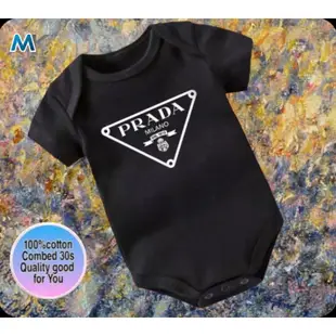 普拉達 Katun PRADA 嬰兒衣服套頭衫嬰兒角色兒童 T 恤男嬰女孩緊身連衣褲連身衣嬰兒品牌兒童棉梳 30 年代