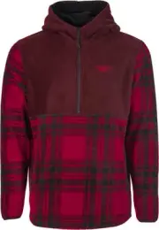Fly Racing Half Zip Mens Pullover Hoody Red Plaid