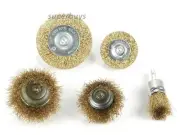 5pcs Brass Steel Wire Brush Wheel Set Flat Cone Cup Polish Cleaning Rust Dirt