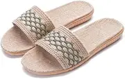 [wlsdhjfo] Sandals Couple Slides Flat Shoes Women Men Linen Slippers Home Floor Multi-Color Non-Slip Woven Beach Outdoor
