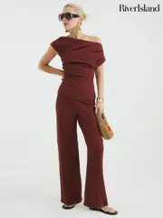 River Island Orange Drape Textured Top (H59583) | $67