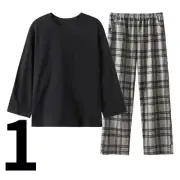 Men Sleepwear Set Casual Pullover Top Pants Striped Plaid Loungewear Sleepwear