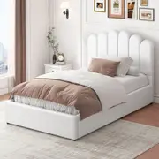 ALFORDSON Bed Frame Gas Lift Storage Base Wooden White - Single Size
