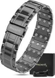 MagnetRX® 3X Strength Titanium Magnetic Bracelet for Men (Gunmetal)