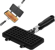RUYICZB Waffle Maker Pan, Portable Stove Top Cast Iron Waffle Maker Pan Household Waffle Pancake Maker Mold Double Sided Non Stick Waffle Baking Mold