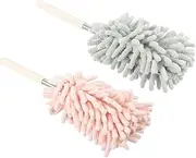 LOEFLIFA 1set Bendable Hand Duster Telescopic Dust Cleaning Brush for Home Car Appliances Flexible Microfiber Dusting Tool for Ceilings Fans and Furniture 2pcs