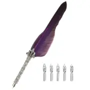 25cm/9.8" Calligraphy Feather Quill Pen for Calligraphy, Purple Gradient