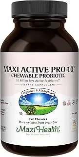 Maxi Health Active Pro-10 Chewable Probiotic, Healthy Digestive Flora, 120 Count