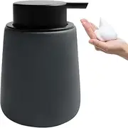 400ml/13oz Foam Hand Soap Dispenser, Grey Ceramic Hand Soap Dispenser for Bathroom Kitchen, Lotion Hand Pump Dispenser, Refillable Pump Bottle Dispenser for Hand Soap Shampoo Shower Gel