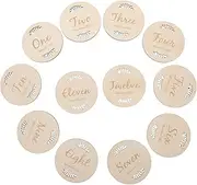 GLSTOY Engraved Wooden Baby Milestone Cards 12pcs Monthly Milestone Markers for Pregnancy Journey for Newborns