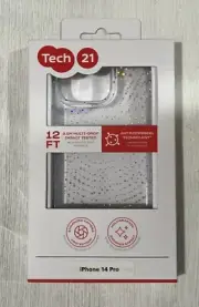 Tech21 Evo Sparkle Case for iPhone 14 Pro 6.1" Antimicrobial Clear Glitter Shine