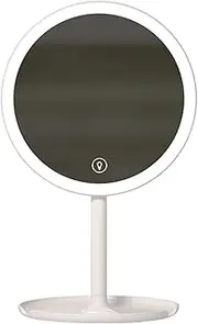 Desktop Mobile Phone Stand Base, Desktop LED Makeup Mirror Three-in-One Beauty Storage Stand with 3 Color Lighting Modes for Makeup Desk, Bedroom, Dressing Room Tabletop,White