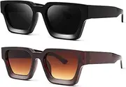 [Melpomenia] Square Sunglasses for Men Women Fashion Chunky Rectangle Shades UV400 Protection Sun Glasses