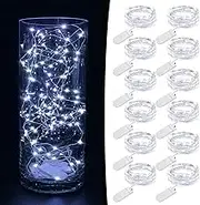 12 Pack Battery Operated Fairy Lights, Fairy Lights for Bedroom,7 Feet 20 Led Lights Waterproof Festoon String Lights for Gift Flower Indoor Christmas Party Wedding Home décor Products(White)