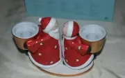 P9761 PartyLite Holiday Cheer Kissing Clauses TeaLight Candle Holder Xmas Santa