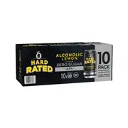 Hard Rated Lemon with Zero Sugar Can 375mL x 10 pack