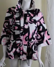 NWT Berek -Sz M Art-to-Wear Pink White Peplum Style Zip-Up Jacket