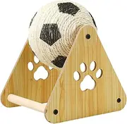 Cat Scratcher | Interactive Cat Ball Toy | Sisal Ball Cat Scratch Toy with Wooden Base, Spherical Nail File Scratcher for Enrichment Exercise and Boredom Relief, Ideal for Indoor Play