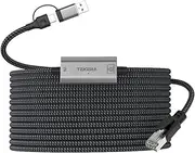 TEAERA USB C to RJ45 Ethernet Cable 1m, 2.5G USB-A/C 2-in-1 Braided LAN Adapter, High-Speed Plug & Play Network Cable for Laptop, PC, Smart TV, Gaming Console, Switch (2.5Gbps, 3.3FT/1M)