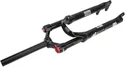 26 Inch Ultralight Alloy Suspension Fork Barometric Rebound Suspension Fork Mountain Bike Front Fork Straight Steerer Manual Lockout Black Tube