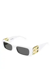 Balenciaga Dynasty Rectangle Sunglasses BB0096S in White