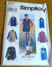Simplicity Pattern 9640 Ms DECORATE A VEST ~ Squared & Shaped Vest w/Opts L-XL