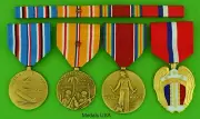 4 WWII Medals & Ribbon Bar for Service in the Pacific - Philippines WW2