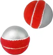 Kosma Set of 2 Cricket Swing Balls | Training Ball | Half Tennis Ball | Cricket Training Swingballs in Silver and Red