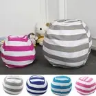 Round Plush Toy Organizer Canvas Toys Storage Bean Bag Animal Toys