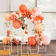Macaron Orange Balloon Arch Garland-Macaron Orange Balloon Pink Balloon Metallic