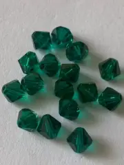 15 Genuine Emerald Swarovski Crystal 5mm Bicone. Free postage no tracking.