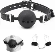 Mouth Ball Breathable Gag - Handcuffs Erotic Sex Toys Set Bondage Slave Ball Gag Erotic Sex Toys for Adult Fetish Lover