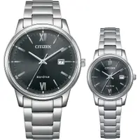 在飛比找PChome24h購物優惠-CITIZEN 星辰 光動能情侶手錶 對錶-銀x黑 BM69
