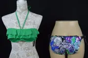 Kenneth Cole Reaction Women Small Green Paisley Bikini NEW Swimwear Bathing Suit
